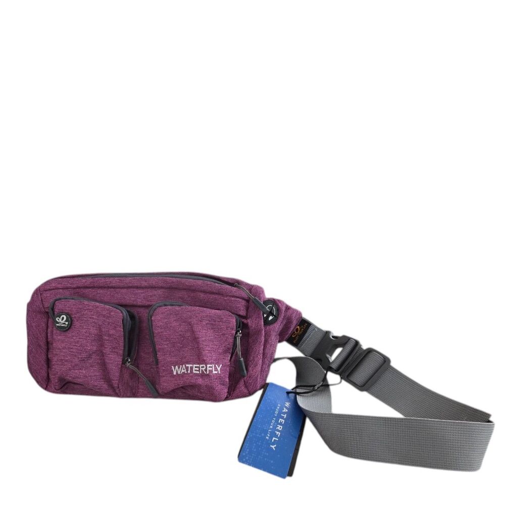 WATERFLY Fanny Pack Slim Soft Polyester Water Resistant Waist Bag Pack Purple
